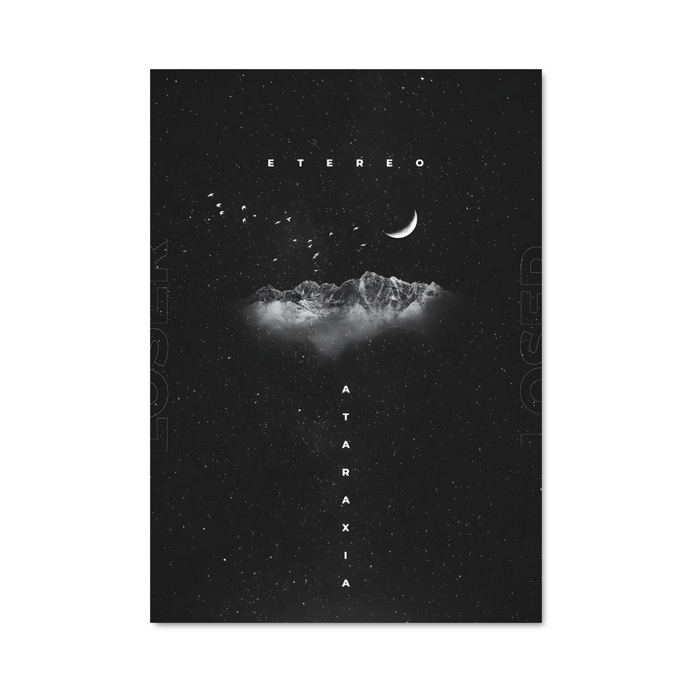 Poster Étoiles et Lune – affiche Art spatial